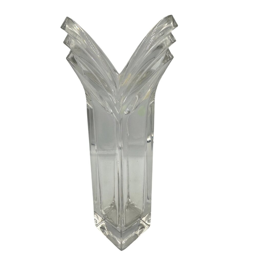 Mikasa Germany Clear Crystal Vase Geometric Design Collectible 11" Tall Classic